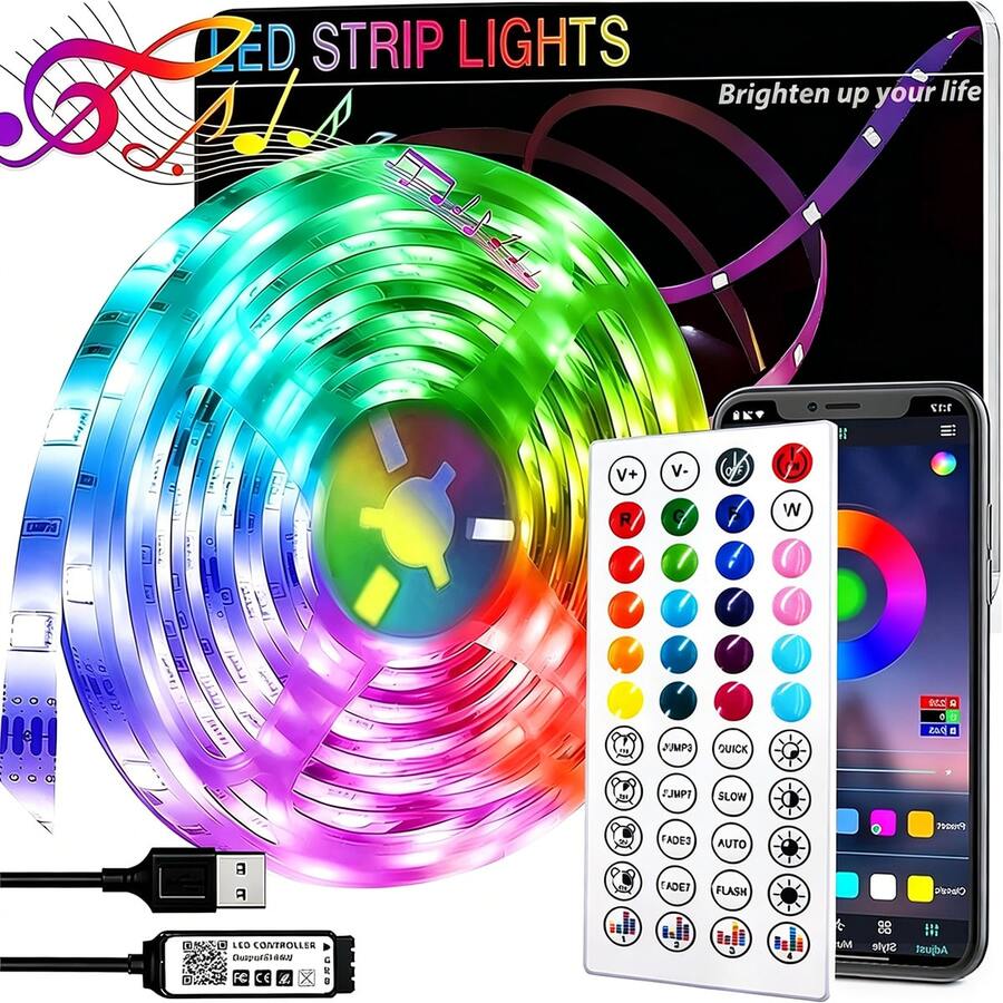 LED Light Strips That Support Music Synchronization, With Adjustable Timing And Color Temperature, And Remote Control Via App. Suitable For Decoration In Living Rooms And Bedrooms, And Essential Lighting For Festive Parties. - Multi-color light - View 1