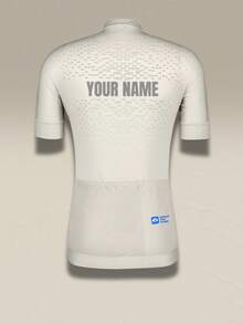 Custom Minimalist Cycling Jersey-Personalized Name&Team Logo Bike Shirt, Premium Off-White Professional Road Bicycle Apparel,Short Sleeve Cycling Top - White - View 4
