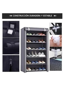 Shoe Organizer With 6 Compartments, Metal - Black - View 4