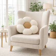 2 Pieces Daisy- Ultrashaped-Soft Plush Seat/Mat - 45x45 Cm - Made In Türkiye - Mocha Brown - View 2