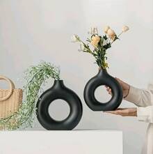 Modern Round Vase - A Decorative Centerpiece for Living Rooms and Dining Tables; Home Décor with a Stylish Aesthetic - Weiß 1St - Übersicht 4