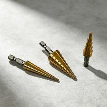3件套钻头,涂层高速钢阶梯钻头,尺寸4-32mm,适用于木材和金属钻孔,易于读取刻度,带收纳盒 - 多色 - 查看 12