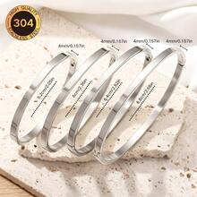 Family/Couple Minimalist Smooth Bangle Bracelet - 304 Stainless Steel Material, Simple Solid Ring Design, 5.2/6/6.4/6.8cm Size Options, Clasp Closure, Versatile For Commuting, Suitable For Daily Wear And Gift For Women - 4mm - View 9