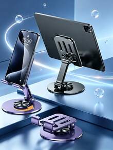 1pc 360° Adjustable Metal Phone Holder, Foldable Non-Slip Desktop Tablet Stand, Multi-Angle Adjustable Height, Suitable For All Smartphones/Tablets, For Office/Study/Video Watching/Live Streaming, Ergonomic Phone Accessory - All-metal Phone Holder - View 6