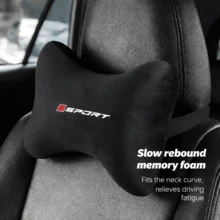 1pc Sports Logo Car Neck Pillow, Soft Velvet Material Car Headrest, Universal Car Seat Neck Support Cushion, Breathable And Comfortable, Suitable For Driving Travel, Black - Sports - View 2