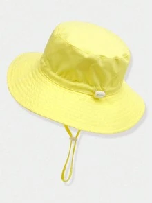 2pcs Kids' Solid Color & Printed Adjustable Sun Protection Breathable Casual Bucket Hat, Suitable For Outdoor Activities & Daily Wear - Multicolor - View 5