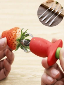 1 pieza Extractor de tallo de fresa y corazón de piña de acero inoxidable, herramienta de cocina versátil, elimina fácilmente los tallos de fresas, los corazones de piñas y los tallos de tomates; resistente a la oxidación, duradero, de funcionamiento sencillo, compacto y portátil, adecuado para el hogar, exteriores, fiestas, ideal para entusiastas de la cocina y amas de casa, color aleatorio - Multicolor - Ver 14