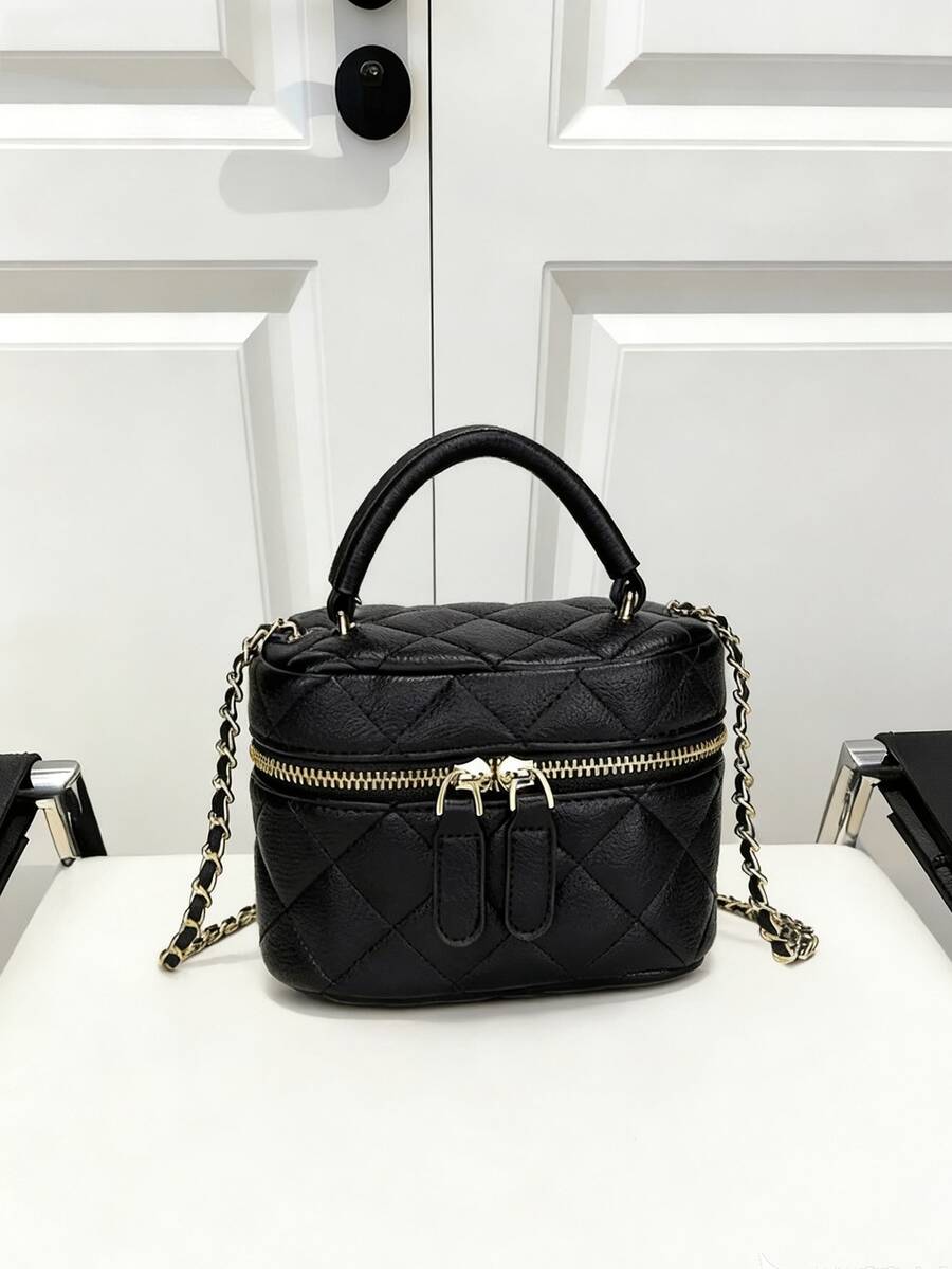 Lightweight Mini Bag, Compact Women's Handbag, Chain Bag, Quilted Bag, Tote Bag, Bucket Bag - Suitable For Girls, College Students And Office Ladies, Perfect For Office, Campus, Work, Commute, Outdoor Activities, Travel And Outing , Office - Black - View 1