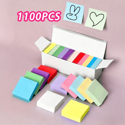 11 Packs, 1100 Sheets Of Mixed-Color Sticky Notes, Creative Easy-To-Stick Notes, Suitable For Office, School, And Students, Tearable Sticky Notes, Convenient For Students To Take Notes, School Supplies, Back-To-School Essential