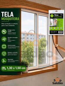 Kit Tela Mosquiteira Auto Colante e Removível para Janela com  130x150 cm Fácil Instalação Rede Mosquiteiro Proteção Eficaz Contra Insetos - 1 UN - Visão 2