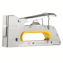 Bộ dụng cụ bắn đinh đa năng 3 trong 1, loại nhẹ và loại mạnh mẽ 4 trong 1: Máy dập ghim, súng bắn đinh, súng bắn đinh cầm tay và súng bắn đinh - Được làm từ thép carbon bền chắc, có tay cầm chống trượt, cài đặt áp lực điều chỉnh được và cơ chế bắn chính xác. - Bạc - Xem 3
