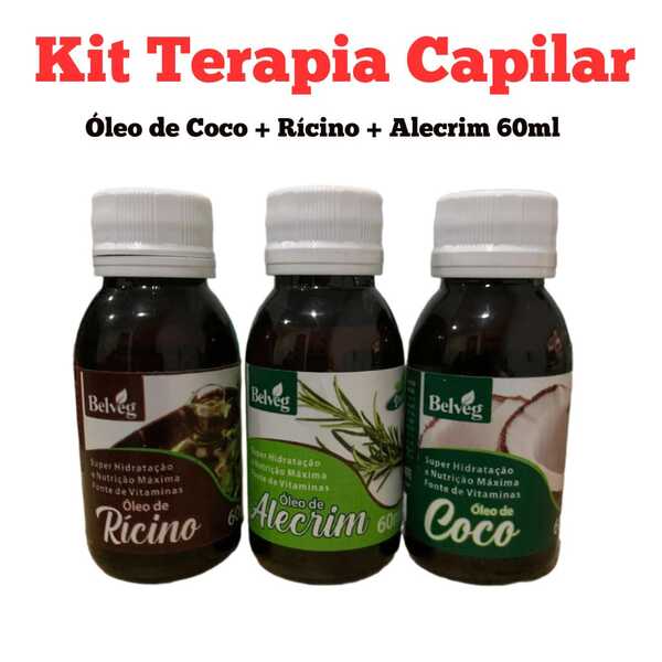 Kit Terapia Capilar Misturinha Belveg Óleo de Coco + Rícino + Alecrim 60ml