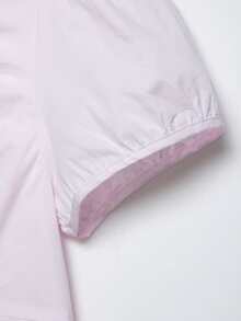 DEEKA Summer New Women's Fashion Minimalist Bowknot Decor Chiffon Blouse - Baby Pink - View 9