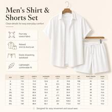 Men's Retro Desert Geometric Print 2 Piece Outfit, Summer Casual Button Down Shirt And Shorts Set, Lightweight Beach Vacation Suits For Men - A - 查看 6