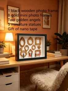 1 Set DIY Mini Museo Caja de Silueta Combo, Incluye Marco de Foto Pequeño y Figuritas en Miniatura. Este Set de Caja de Silueta 3D cuenta con Área de Exhibición de Foto Personalizable y Figuritas en Miniatura, Puede Personalizarse con Fotos y Pequeñas Estatuas, Sirve como Recuerdo Decorativo Personalizado - multicolor - Ver 15