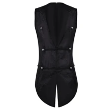 [Halloween & Christmas Bestseller]Dark Gothic Jacquard Vest, Vintage Double-Breasted Slim Fit Waistcoat, Medieval Steampunk Corset Outerwear, Stage Cosplay Costume, Halloween Masquerade Theme Party Outfit - Black - View 9