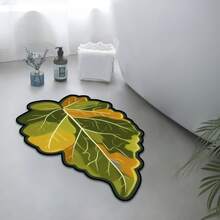 1pc Leaf Pattern Plush Thickened Carpet, Warm Fuzzy Rug For Autumn/Winter, Decorative Floor Mat For Bedroom, Living Room, Home Decor, Washable - Multicolor 1 - View 3