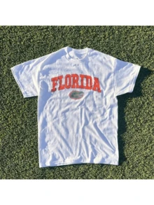 2025 Summer New Short Sleeve Pattern Top ,Vintage Florida State Gators Shirt White New White All Sizes, Shirt Hot   2025New Comfortable Retro Cotton T-Shirt-L91 - trắng - Xem 14