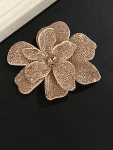 1PC Rhinestone Flower Spring Clip Hairpin Suitable For Women's Daily Hairstyle Decoration,Hair Clip,Birthday - Gold - View 2