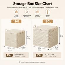 1pc Beige Storage Box, Minimalist Fabric Foldable Storage Bin, Large Capacity Stackable Quilt & Clothing Organizer, Zippered Dust-Proof & Moisture-Proof Blanket & Clothing Storage Bag, Suitable For Wardrobe, Bedroom, Closet, Dorm, Home - Gray Ripples - View 5