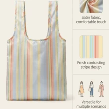 Tas Belanja Reusable dengan Garis Vertikal, Desain Lipat untuk Penyimpanan dan Portabilitas yang Mudah, Bahan Tahan Air dan Tahan Lama untuk Belanjaan Sehari-hari, Berbelanja di Supermarket, dan Perjalanan ke Pasar Akhir Pekan, Ringan namun Kokoh, Kapasitas untuk Membawa Barang Berat, Hemat Ruang Saat Tidak Digunakan, Hadiah Ideal untuk Ulang Tahun, Pesta Rumah Baru, Wisuda, dan Perayaan Hari Raya, Solusi Praktis untuk Kehidupan dan Belanja - A - View 7