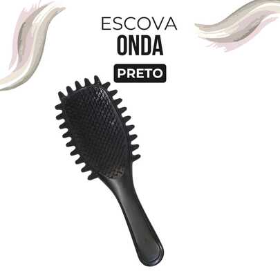 Escova Onda Finalizadora Beauty Flash Definição de Cachos e Finalização para Cabelo Cacheado Crespo(Preto)