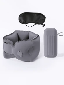 1 Set U-Shaped Inflatable Neck Pillow With Storage Bag And Eye Mask, Portable Inflatable Pillow To Support Neck For Napping, Suitable For Office, Travel, Car, Train And Outdoor Use, Comfortable Inflatable Cushion, Travel Essential, Back To School Essential, Teacher's Day Gift, Birthday Gift, Holiday Gift, Party Gift, Mother's Day Gift, Vacation Gift, Back To School Gift - Multicolor - View 16