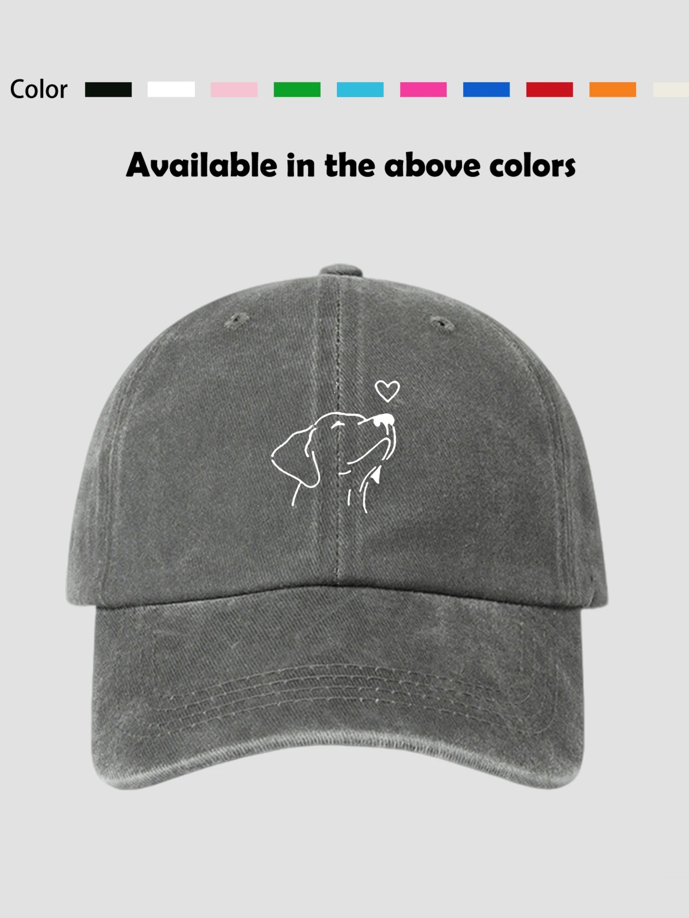 1pc Vintage Washed Dog Print Baseball Cap, Sun Hat, Suitable For Daily Outing, Hiking, Fishing, Sun Protection,Beach,Travel - Multicolor - View 1