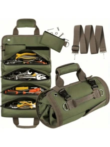 1/2pcs Heavy Duty Roll-Up Oxford Cloth Tool Bag - Multi-Function Electrician/Mechanic Tool Kit, Work Tools, Toolbox, Adjustable Shoulder Strap, Indoor/Outdoor Use, Father's Day Gift, Car Storage Bag, Foldable Design, Reinforced Stitching, Premium Material, Non-Electrical Use, Construction Worker, DIY Enthusiast - Multicolor - View 14