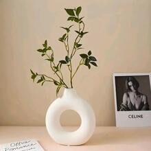 Modern Round Vase - A Decorative Centerpiece for Living Rooms and Dining Tables; Home Décor with a Stylish Aesthetic - Weiß 1St - Übersicht 3