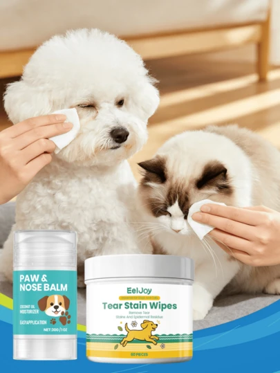 Khăn ướt vệ sinh mắt/mũi cho mèo và chó, khăn ướt dưỡng ẩm, thoải mái chăm sóc mắt.