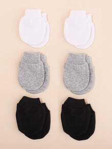 6 Pairs Newborn Baby Cute Anti-Scratch Mittens Set, Multi-Color, For Daily Use - Multicolor - View 2