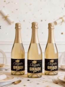 2/10/20 piezas Pegatinas para botellas de agua de graduación, pegatinas de etiquetas para botellas de agua en negro y dorado, etiquetas para botellas de agua para fiesta de graduación de universidad/escuela secundaria, pegatinas para botellas de agua con tema de graduación para decoración de regalos de fiesta de celebración - Ver 8