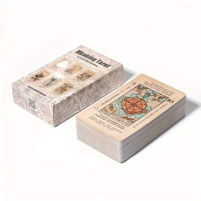 Meaning Tarot Deck, Cover Designed With Six Tarot Cards Display, Minimalist Art Mystical Tarot Cards For Divination Fortune Telling, Spiritual Guidance And Beginner Tabletop Game