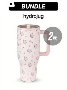 HydroJug Traveler 40盎司运动水壶 2个装 便携式吸汗防漏轻便耐用多功能户外男女通用 粉色/白色 TRAV40OZWILD TRAV40OZWILD - 粉紅色/白色*2 - 查看 1