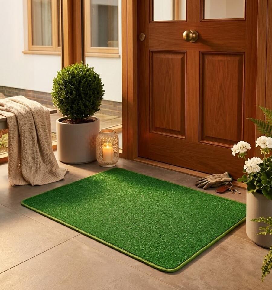 AURA DECO - Felpudo de Césped Artificial Premium para Entrada, Alfombra de Hierba Sintética de Alta Densidad, Decoración Realista para Interior y Exterior, Varios Tamaños - Césped artificial - Ver 1