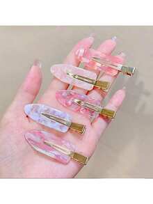 10pcs/Set, 5pcs/Set, 3pcs/Set High-Quality Pink Acetate Resin Alligator Hair Clips, Suitable For Women, Super Elegant Sweet Hair Clips, Fashionable, Elegant, Simple, Solid Color, Suitable For Daily, Casual, Party, Commuting, Vacation, Face Washing, Makeup, Matching Clothes, Suitable For Bangs And Flyaway Hair Accessories, Clothing Decorations, Women's Accessories, Women's Hair Accessories, Hair Clips [No Card Paper] - A-Pink - View 3