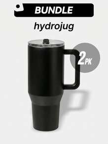 HydroJug 32盎司旅行运动水壶套装，便携式吸汗防漏，坚固耐用，易于清洗，男女通用，黑色，CUPCOLOSTDCUP3 - 黑色*2 - 查看 1