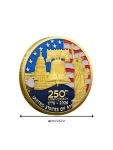 2026年美国独立250周年纪念币6枚套装 | 1776-2026年复刻纪念币，含塑料盒和鹰形挑战币，适合作为独立日主题派对纪念品 - A - 查看 9