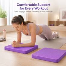 2 pièces Genouillères de yoga en mousse à mémoire de forme, Coussin de support sportif antidérapant pour les genoux, les coudes, les poignets, Tapis de sol pour exercice sur planche de Pilates, Taille 43 x 30 cm, Noir/Violet - A - View 1
