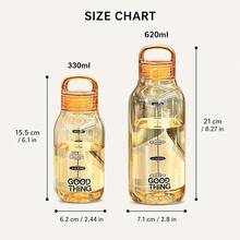 1個橘色透明刻度水瓶，330ml/620ml 塑料水杯附透明刻度與便攜手把，可愛輕巧可重複使用飲水瓶，適用於學校、辦公室、露營、旅行、戶外及日常飲水 - 橘色 - 查看 6
