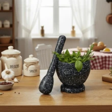 Mortar And Pestle Set Herb Grinder Bowl For Spices & Pill Crushing - Silver - View 1
