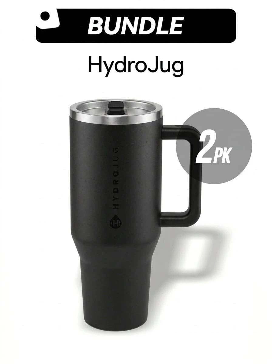 Botella de agua deportiva HydroJug Traveler Tumbler de 40 oz y Botella de agua deportiva HydroJug Traveler Tumbler de 40 oz, set portátil, absorción de sudor, a prueba de fugas, sólido, fácil de lavar, versátil para uso diario, unisex, negro CUPBLCKSTDCUP1 CUPBLCKSTDCUP1 - Negro*2 - Ver 1