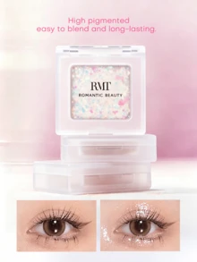 Romantic Beauty RMT 单色珠光眼影，烘焙粉饼，高光泽，珠光，闪片，单色眼影，易于涂抹，持久显色，Y2 派对必备，节日限量版，送给妈妈、姐妹、女朋友的礼物，单色珠光闪亮眼影 - A18 - 查看 2