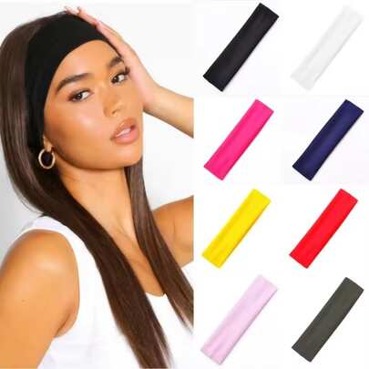 1/3/5/10Pcs Women's Sports Headbands, Moisture Wicking Stretchy Elastic Hairbands, Soft Sweat Absorbent Head Wraps For Workout Yoga Running Fitness, Multi-Color Random Delivery