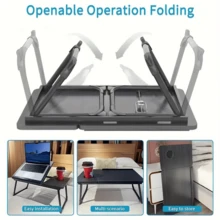 Hagmoo Mesa para cama/sofá portátil, bandeja para sofá, escritorio para el hogar, bandeja para desayuno con soporte para tazas, películas en la cama, marco para cama para portátil, mesa para cama con patas plegables artículos para el hogar. AB - MARRON - Ver 4