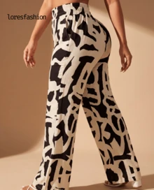 Pantalónpara Mujer de Pierna Ancha con Cintura Alta Elástica y Pretina Ancha, Diseño Suelto y Fluido que Estiliza la Figura, Estampado de Lunares Grandes Moderno y Elegante, Tela de Rayón Ligera, Suave, Transpirable y de Alta Calidad que No se Arruga ni Hace Bolitas, Pantalón Largo Cómodo con Bolsillos Laterales y Ajuste Relajado, Ideal para Vacaciones, Playa, Paseos, Compras o Uso Diario, Look Casual Chic Versátil para Primavera, Verano y Otoño, Fácil de Combinar con Camisetas, Tops, Blusas o Sandalias, Prenda Femenina Moderna que Aporta Frescura, Movimiento y Estilo en Cualquier Ocasión - Negro - Ver 5