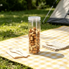 6pcs Transparent Plastic Jars With Screw Lids, 3 Sizes: 200ml/330ml/450ml, Cylindrical Clear Design, Food Storage Containers For Dry Goods, Pasta, Spices And Kitchen/Home Organization - Clear - View 2