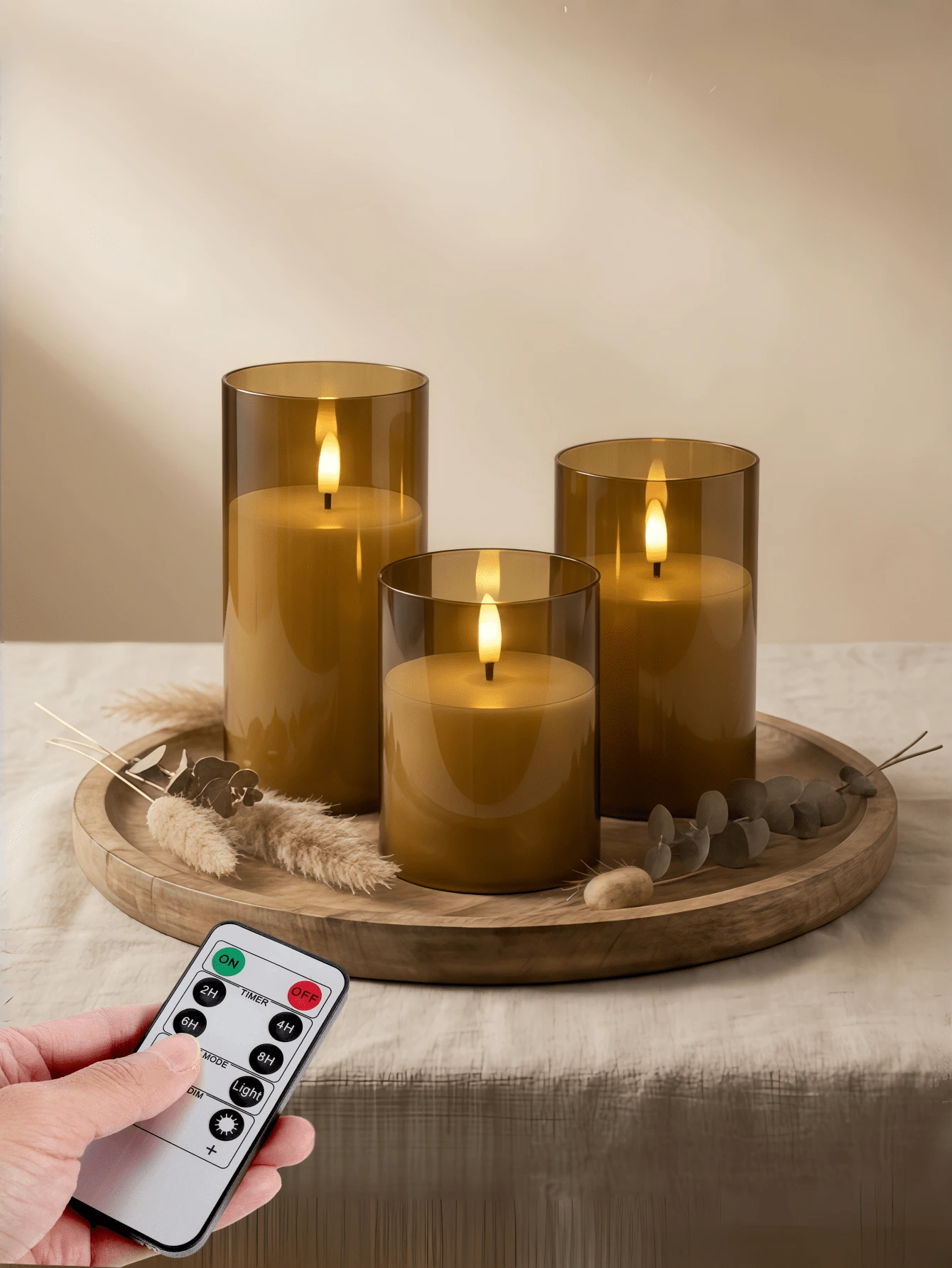 1/2/3pcs Flameless Candles With Remote Control And Timer Function, Suitable For Home Decor, Fireplace, Wedding, Holiday, Party Decoration, Table Centerpiece, Gift - Amber - View 1