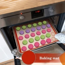 Bộ 4 tấm lót nướng bằng silicon, chống dính dùng cho bánh macaron, chịu nhiệt, có thể tái sử dụng, dùng cho bánh quy, pizza và bánh ngọt. - Xem 5